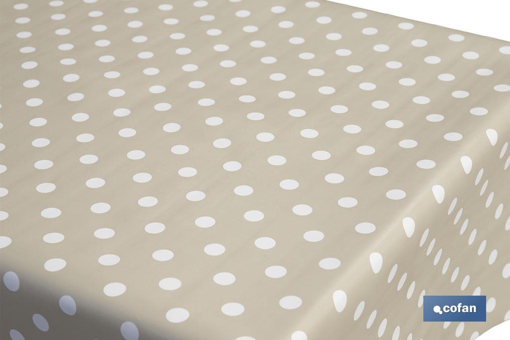 ROLLO DE MANTEL ANTIMANCHAS DE LUNARES BEIGE 1,40 X 20 M