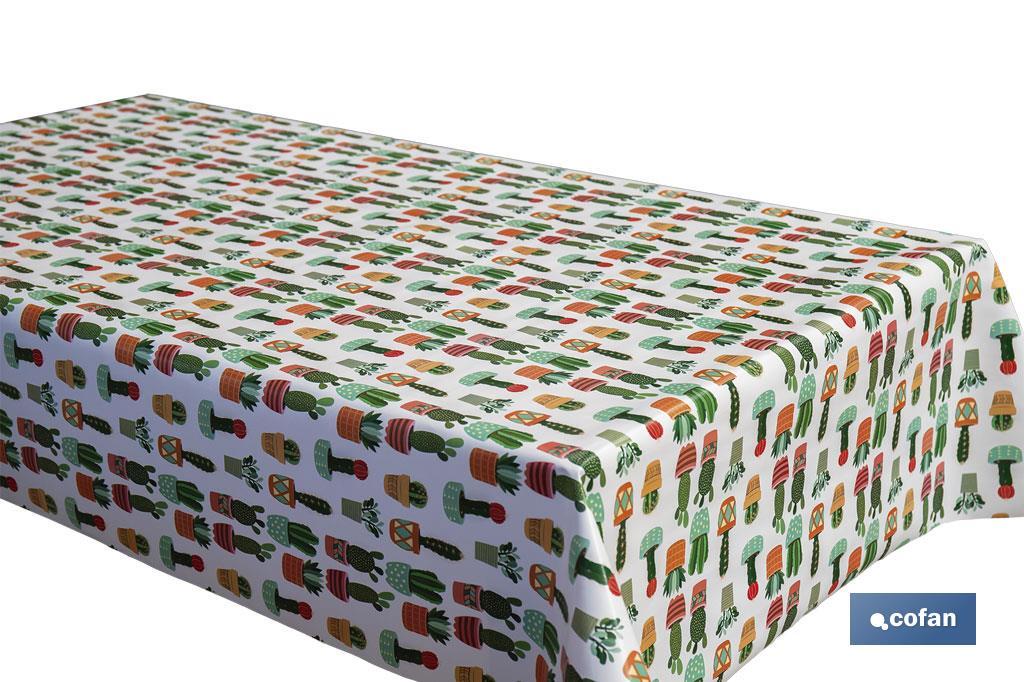 ROLLO DE MANTEL ANTIMANCHAS CON CACTUS 1,40 X 20 M