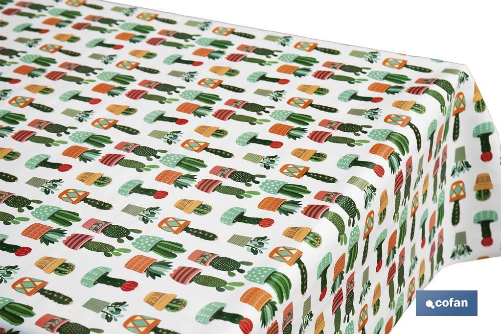 ROLLO DE MANTEL ANTIMANCHAS CON CACTUS 1,40 X 20 M