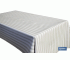 ROLLO DE MANTEL ANTIMANCHAS DE RAYAS BEIGE Y BLANCO 1,40 X 20 M