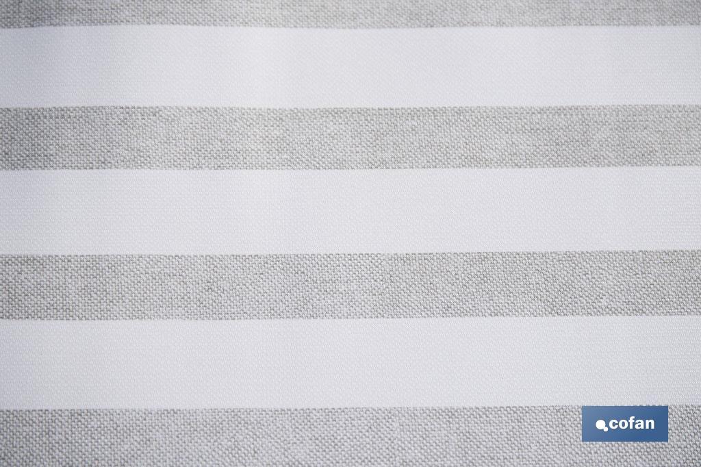 ROLLO DE MANTEL ANTIMANCHAS DE RAYAS BEIGE Y BLANCO 1,40 X 20 M