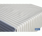 ROLLO DE MANTEL ANTIMANCHAS DE RAYAS BEIGE Y BLANCO 1,40 X 20 M