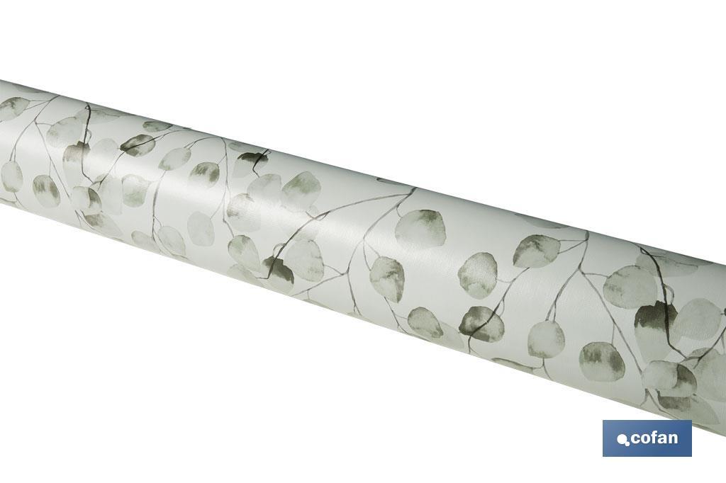 Hule con diseño moderno de hojas de eucalipto | Materiales: PVC y polipropileno | Fácil de limpiar | Disponible en diferentes medidas