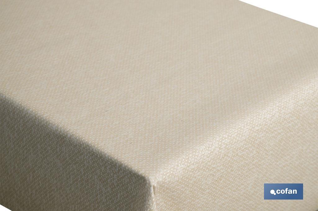 ROLLO DE MANTEL ANTIMANCHAS RESINADO TEXTURA BEIGE 60 % ALGODÓN, 40 % POLIÉSTER 1,40 X 20 M