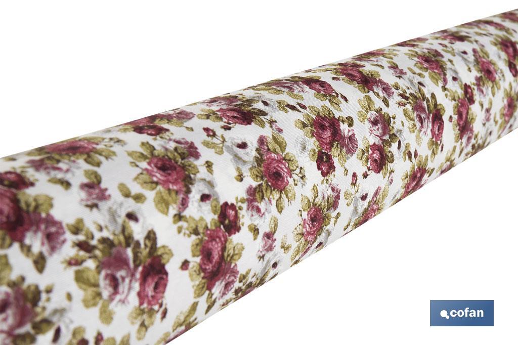 ROLLO MANTEL ANTIMANCHAS RESINADO 50% ALGODON/50% POLIESTER. ROSAS 1,40 x 25 M
