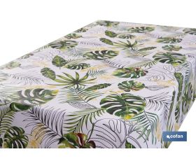 Rollo de hule con estampado de hojas amazónicas | Impermeable | Protección y estilo para la mesa