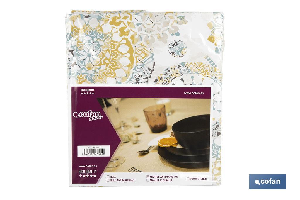 MANTEL ANTIMANCHAS MOSAICO CALIDO 1,40 X 1,40