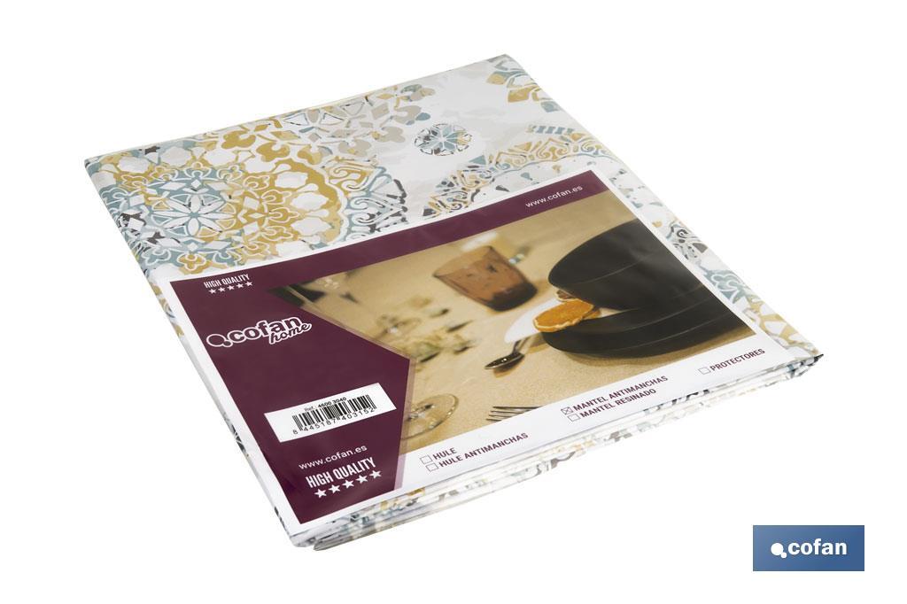 MANTEL ANTIMANCHAS MOSAICO CALIDO 1,40 X 1,40