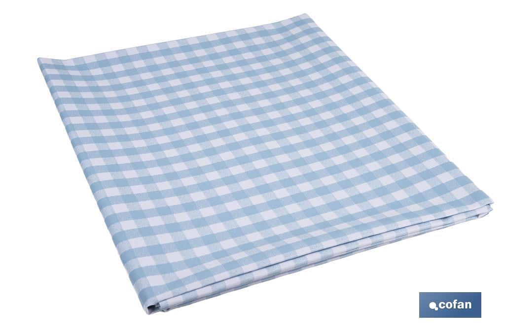 MANTEL ANTIMANCHAS CUADROS AZULES  1,40 X 1,40