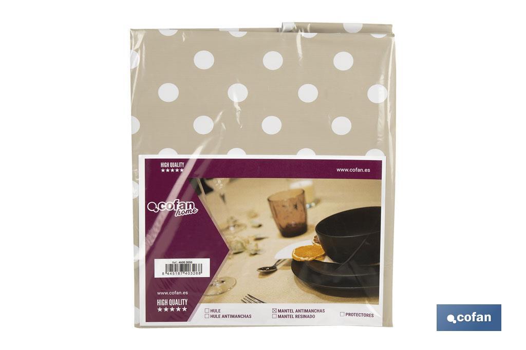 MANTEL ANTIMANCHA LUNARES BEIGE 1,40 X 1,40