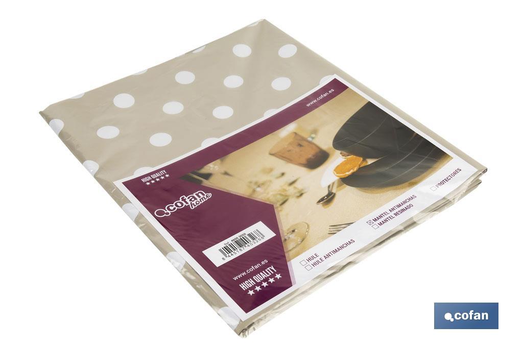 MANTEL ANTIMANCHA LUNARES BEIGE 1,40 X 1,40