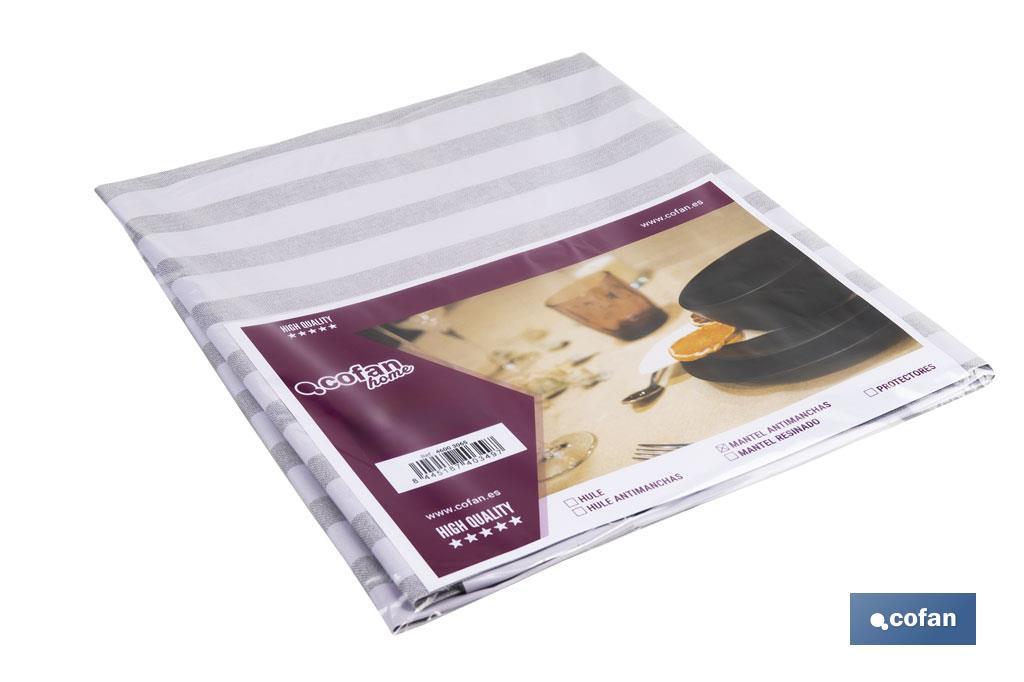MANTEL ANTIMANCHAS RAYAS BEIGE Y BLANCAS   1,40 X 1,40