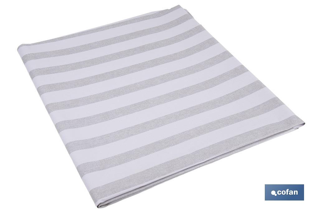 MANTEL ANTIMANCHAS RAYAS BEIGE Y BLANCAS   1,40 X 1,40