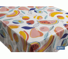 Rollo de hule con diseño de frutas tropical | Protección y estilo para la mesa