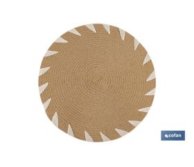 Bajoplatos redondos con detalles decorativos | Packs de 6 salvamanteles individuales | Diámetro: 38 cm | Color: beige y blanco