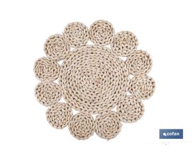 Bajoplatos con formas circulares | Packs de 6 salvamanteles individuales | Material: fibra natural | Diámetro: 35 cm | Decoración única y protección para la mesa