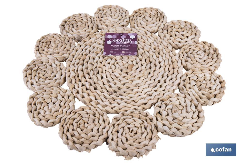 BAJOPLATO FORMA CIRCULOS  FIBRA NATURAL MEDIDA 35 CM