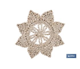 Bajoplatos en forma de estrella | Packs de 6 unidades de salvamanteles individuales | Material: fibra natural | Diámetro: 30 cm | Decoración única y protección para la mesa