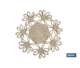 Bajoplatos con borde floral | Packs de 6 unidades de salvamanteles individuales | Material: fibra natural | Diámetro: 35 cm | Decoración única y protección para la mesa
