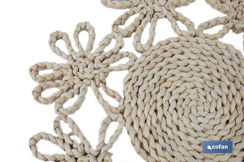 BAJOPLATO FORMA FLOR  FIBRA NATURAL MEDIDA 35 CM