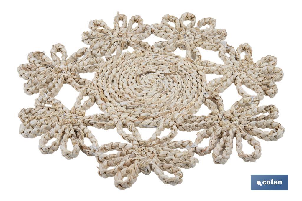 BAJOPLATO FORMA FLOR  FIBRA NATURAL MEDIDA 35 CM
