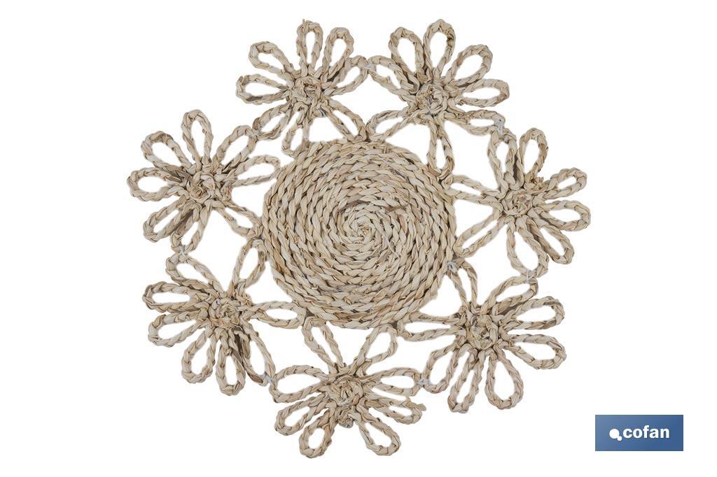 BAJOPLATO FORMA FLOR  FIBRA NATURAL MEDIDA 35 CM