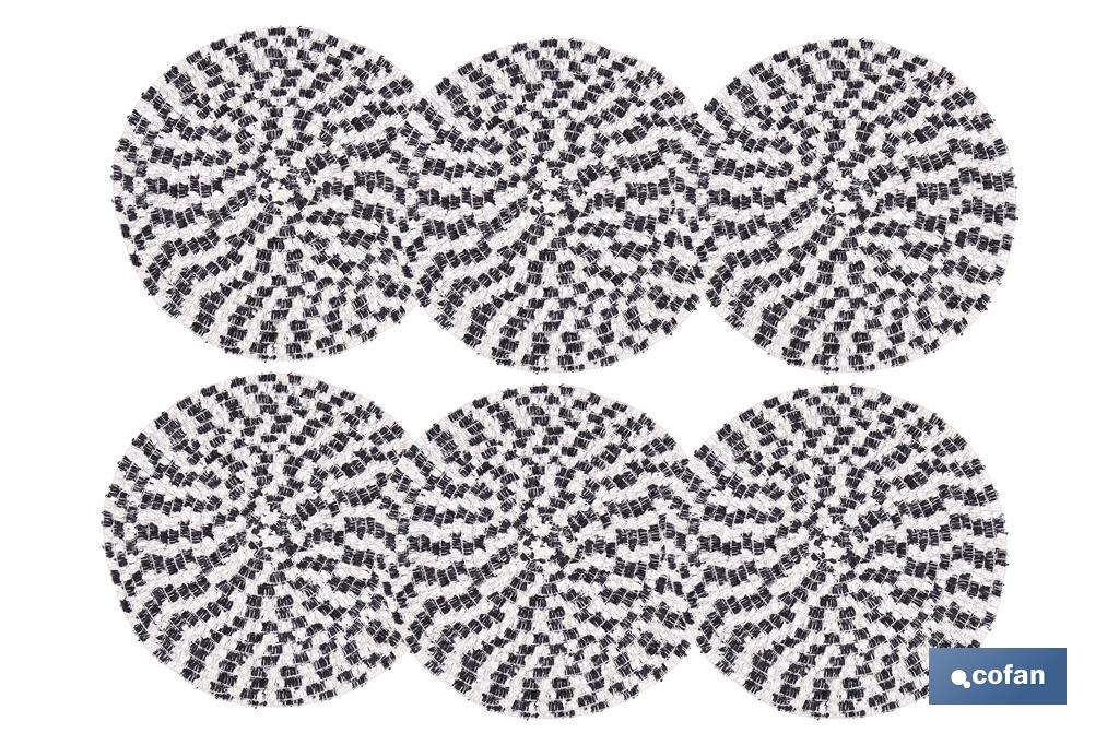 BAJOPLATO REDONDO COLOR NEGRO Y BEIGE MEDIDA 38 CM