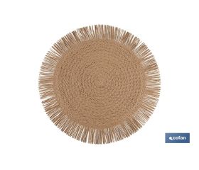 Bajoplatos redondos con flecos decorativos | Disponibles en diferentes colores | Packs de 6 salvamanteles individuales | Diámetro: 38 cm