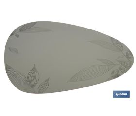 Bajoplato triangular | Diseño estampado con hojas | Packs de 6 salvamanteles individuales | Color: verde | Material: PVC | Medidas: 45 x 36 cm