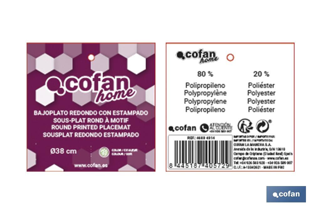 BAJOPLATO REDONDO COLOR VERDE / BLANCO MEDIDA 38 CM