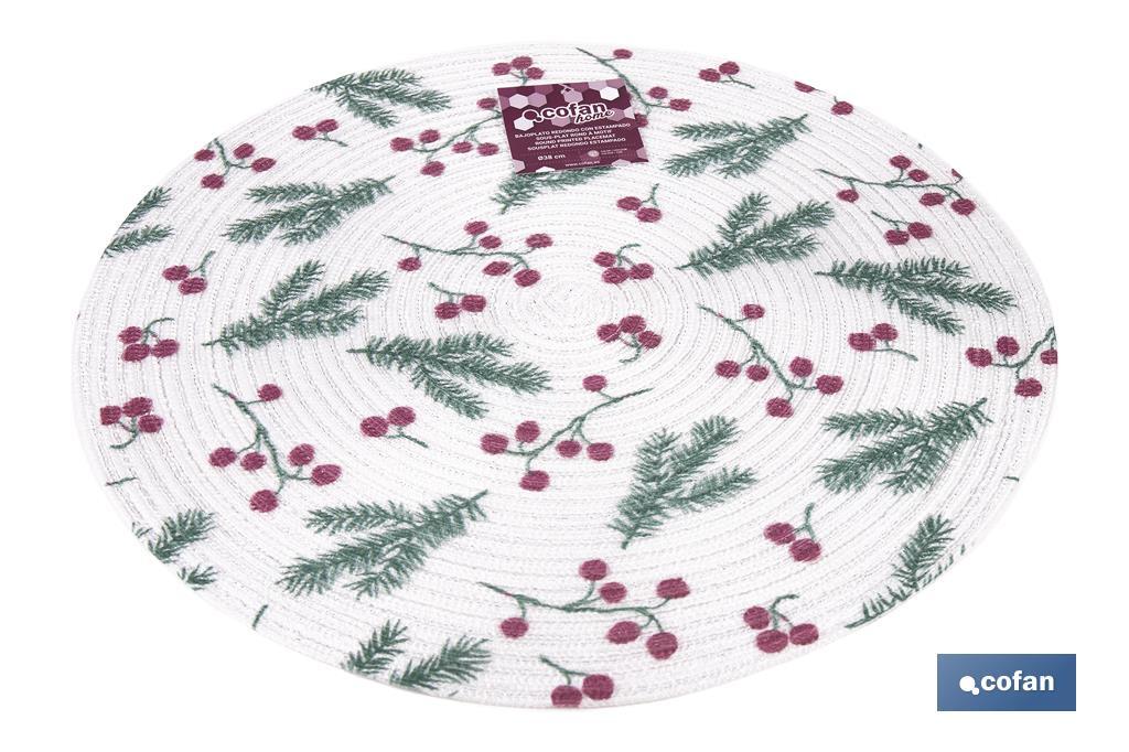 BAJOPLATO REDONDO ESTAMPADO HOJAS  MEDIDA 38 CM