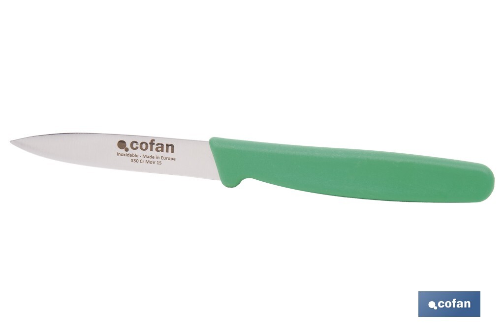 PACK DE 3 CUCHILLOS PUNTILLA COLOR ROJO VERDE AZUL 8.5 CM