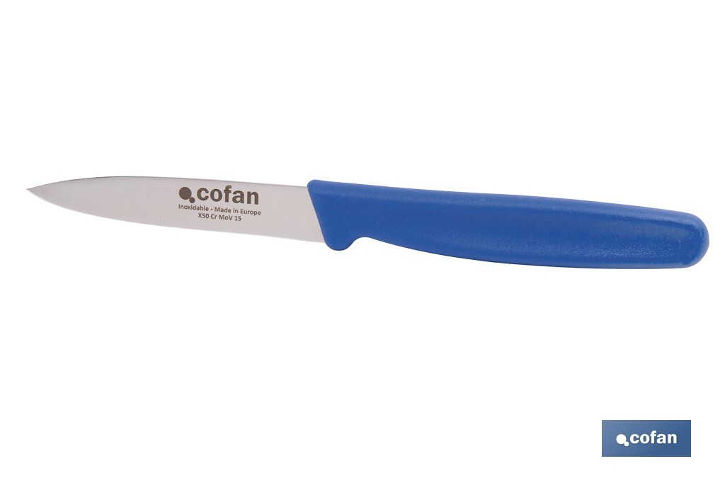 PACK DE 3 CUCHILLOS PUNTILLA COLOR ROJO VERDE AZUL 8.5 CM