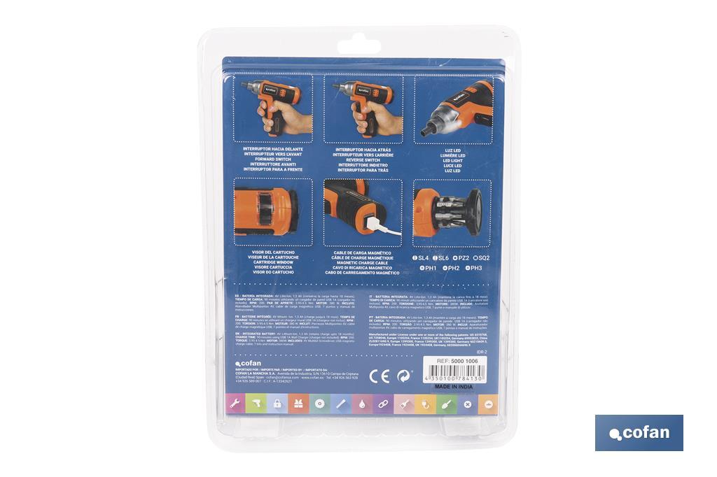 ATORNILLADOR ELECT.4V(Lit/lon) 1,3Ah MULTI-PUNTAS 8 EN 1