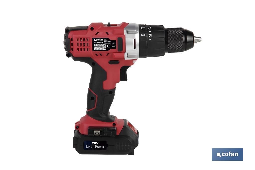 TALADRO PERCUTOR A BATERÍA LI-ION 20 V 1300 RPM 35 NM