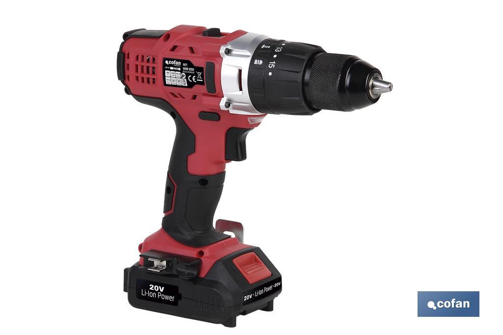 TALADRO PERCUTOR A BATERÍA LI-ION 20 V 1300 RPM 35 NM