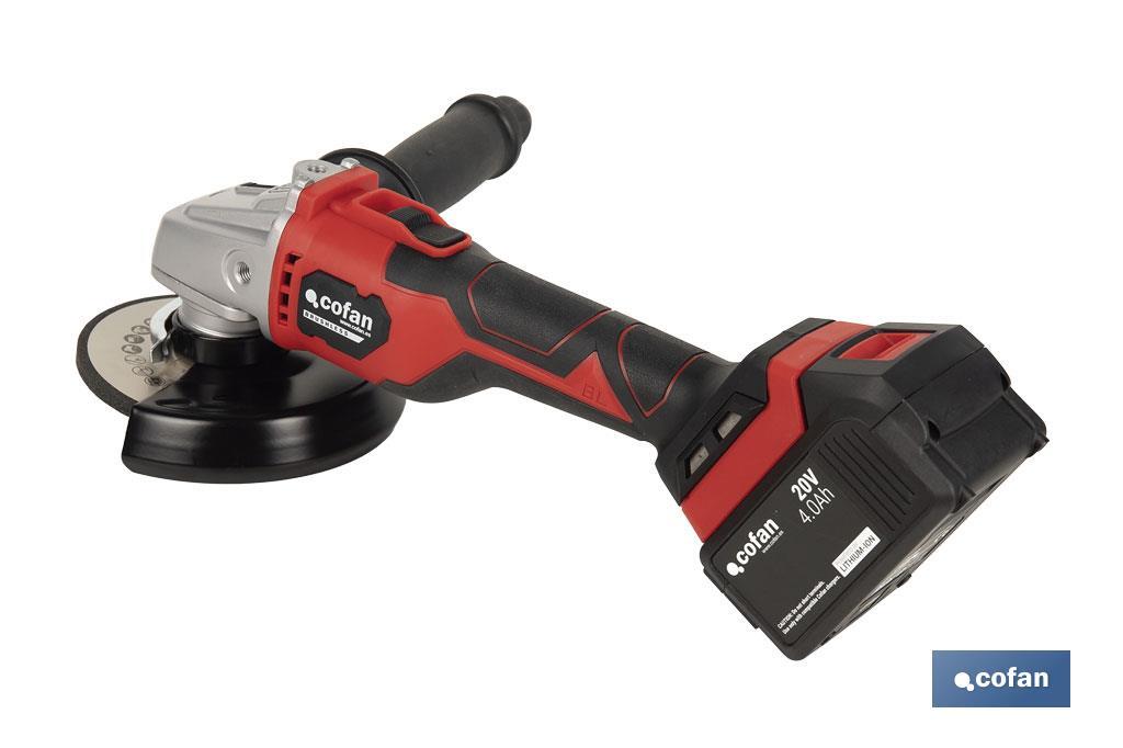 AMOLADORA A BATERÍA Li-ion 20 V 10.000 RPM - 115/125 MM