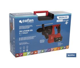 TALADRO MARTILLO PERFORADOR SDS-PLUS A BATERÍA Li-ion 20 V 1150 RPM