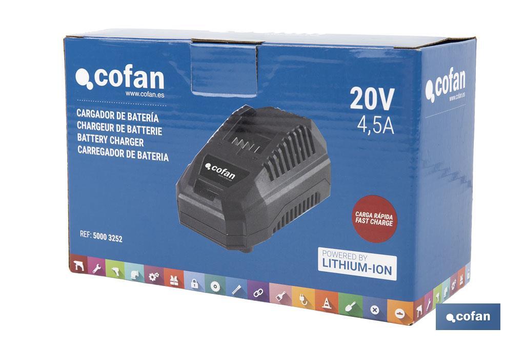 CARGADOR DE BATERÍAS CARGA RÁPIDA 20 V - 4,5 A