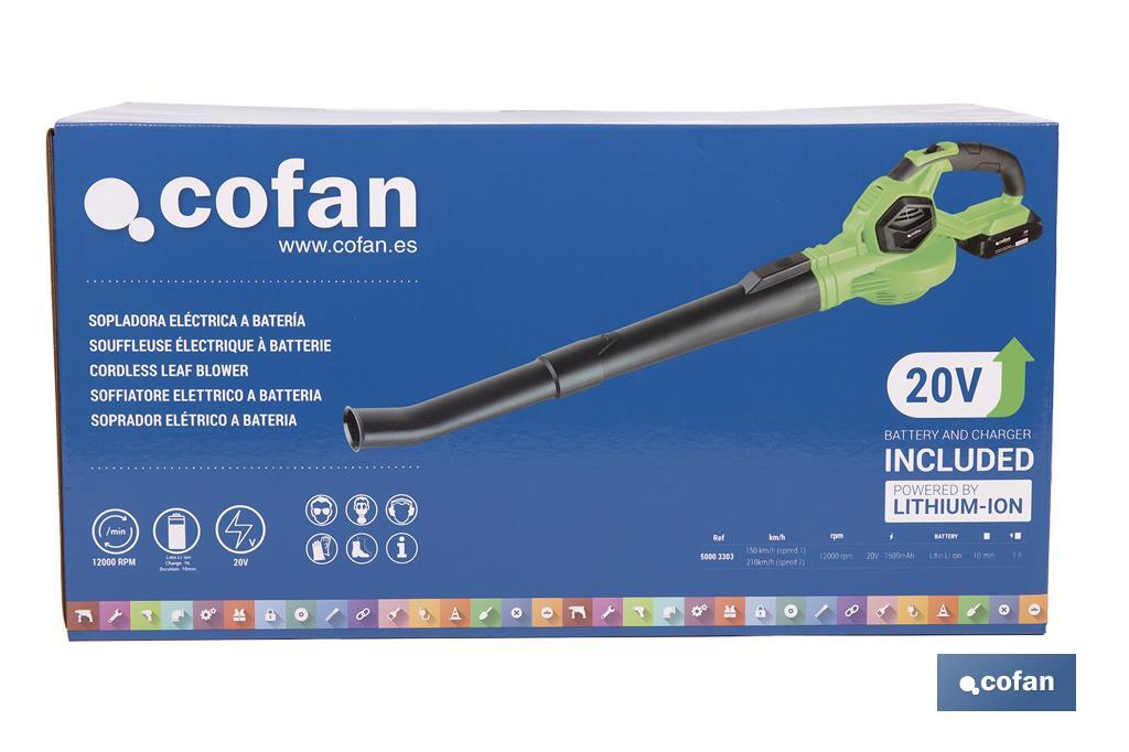 SOPLADORA ELÉCTRICA A BATERÍA Li-ion 20 V 12.000 RPM