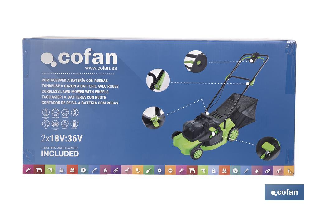 CORTACESPED ELÉCTRICO CON RUEDAS 36V 3200 RPM 5 POSICIONES DE CORTE