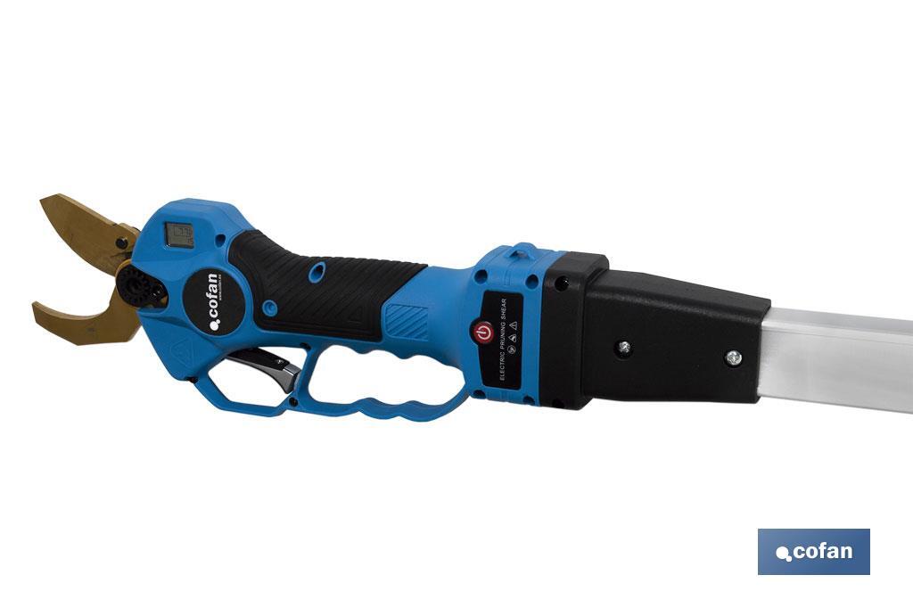 CONJUNTO TIJERAS DE PODAR A BATERÍA + PÉRTIGA EXTENSIBLE 190 CM