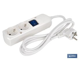 Base múltiple de dos tomas | Incluye conmutador luminoso de encendido | Cable de 1,5 metros de longitud