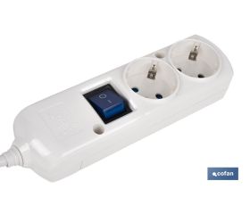 BASE BIPOLAR 2 TOMAS Y PROLONGACIÓN 1,5M CON INTERRUPTOR LUMINOS 16A250V