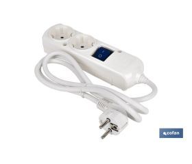 BASE BIPOLAR 2 TOMAS Y PROLONGACIÓN 1,5M CON INTERRUPTOR LUMINOS 16A250V