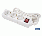 Base múltiple bipolar de 3 tomas para enchufes | Cable de 1,4 m | Interruptor de encendido