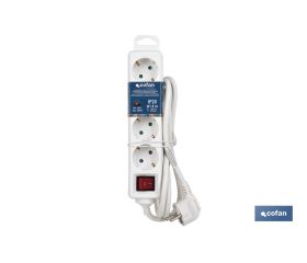 BASE MÚLTIPLE 4T. 1,4M CABLE C/INT. (16A-250V)