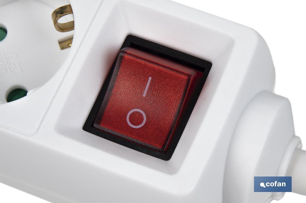 BASE MÚLTIPLE 5T. 1,4M CABLE C/INT. (16A-250V)