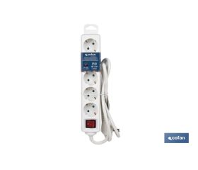 BASE MÚLTIPLE 5T. 1,4M CABLE C/INT. (16A-250V)