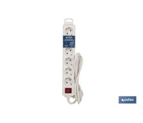 BASE MÚLTIPLE 6T. 1,4M CABLE C/INT. (16A-250V)